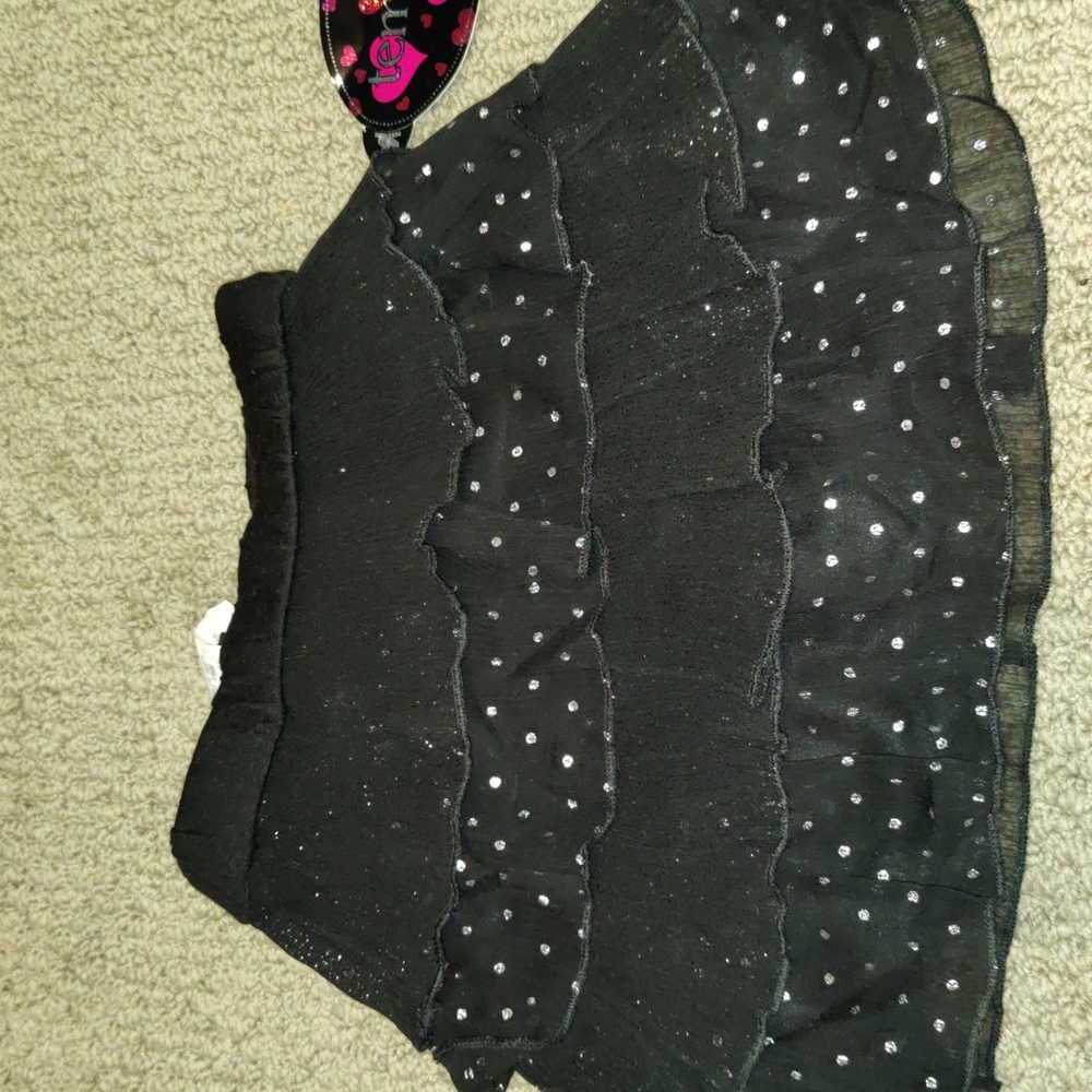NWT girls sparkly black tiered skirt